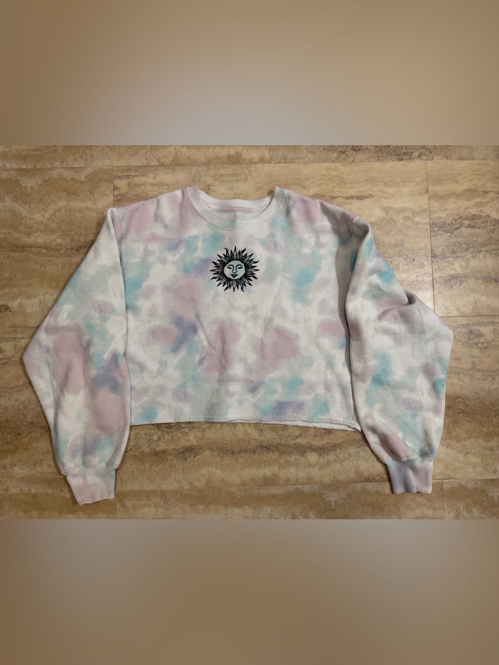 Hollister Pastel Purple & Blue Tie-Dye Sunface Sweatshirt